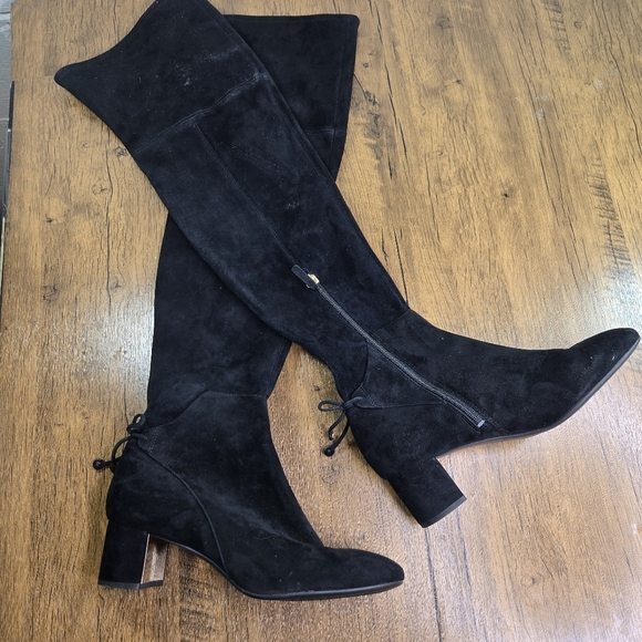 Tory Burch Laila Black Suede Otk Over The Knee Boots - Picture 13 of 14